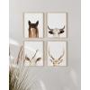 imageHAUS AND HUES Wall Art  Set of 4 Rustic Farm Animal Prints Art Prints 8x10 Beige Framed Kitchen Modern Farmhouse Decor Cow Deer Horse PigBeige Framed