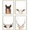 imageHAUS AND HUES Wall Art  Set of 4 Rustic Farm Animal Prints Art Prints 8x10 Beige Framed Kitchen Modern Farmhouse Decor Cow Deer Horse PigBeige Framed