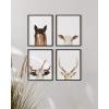 imageHAUS AND HUES Wall Art  Set of 4 Rustic Farm Animal Prints Art Prints 8x10 Beige Framed Kitchen Modern Farmhouse Decor Cow Deer Horse PigBlack Framed