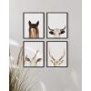 imageHAUS AND HUES Wall Art  Set of 4 Rustic Farm Animal Prints Art Prints 8x10 Beige Framed Kitchen Modern Farmhouse Decor Cow Deer Horse PigBlack Framed