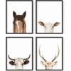 imageHAUS AND HUES Wall Art  Set of 4 Rustic Farm Animal Prints Art Prints 8x10 Beige Framed Kitchen Modern Farmhouse Decor Cow Deer Horse PigBlack Framed