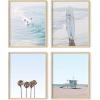 imageHAUS AND HUES Beach Posters  Set of 6 Beach Art Prints Coastal Wall Art Beige Frame 16x20Blue
