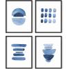 imageHAUS AND HUES Blue Abstract Wall Art Set of 4  Navy Blue Wall Decor Blue and White Art Prints Aesthetic Blue Posters for Room Modern Abstract Art Black Frame 16x20Abstract Blue