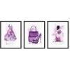 imageHAUS AND HUES Fashion Wall Art Set  Glam Purple Decor Designer Aesthetic Prints for Bedroom Black Frame 24x36 Set of 3Purple Glam Watercolor