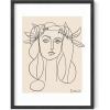 imageHAUS AND HUES Picasso Abstract Woman Wall Art  Minimalist Line Art Aesthetic Line Art Picasso Woman Face Poster for Living Room Dorm Room and Office Interiors Black Frame 24x36Picasso Woman