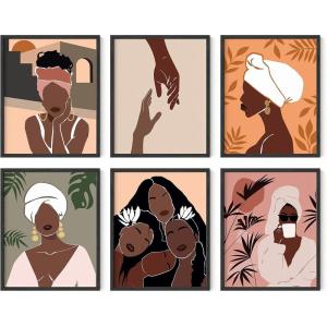 imageHAUS AND HUES Black Woman Wall Art  Set of 6 Black Girl Magic Prints Women of Color Art FashionInspired Wall Decor Unframed 11x14Unframed