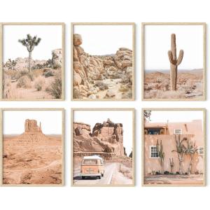 imageHAUS AND HUES Desert Succulent Wall Art ampamp Botanical Prints Set of 6 Botanical Art Set ampamp Cactus Art Print Desert Wall Art Beige Frame 8x10California Desert