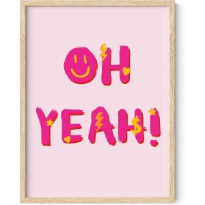 imageHAUS AND HUES Pink Posters Preppy Poster  Pink Posters for Room Aesthetic Preppy Paintings Dorm Wall Art for College Girls Cutesy Wall Decor Beige Frame 12x16Pink Oh Yeah