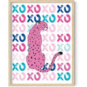 imageHAUS AND HUES Pink Posters Preppy Poster  Pink Posters for Room Aesthetic Preppy Paintings Dorm Wall Art for College Girls Cutesy Wall Decor Beige Frame 12x16Preppy Cheetah