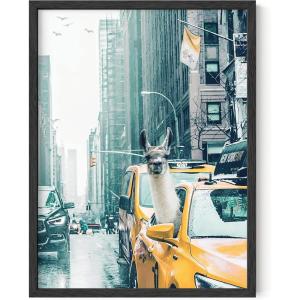 imageRipGrip Llama Dorm Decor and Llama Wall Art  Dope Posters for Boys Room Cute Posters for College Dorm Cute Wall Decor Funny Llama Accessories Llama in Taxi Art Print Black Frame 16x20Unframed