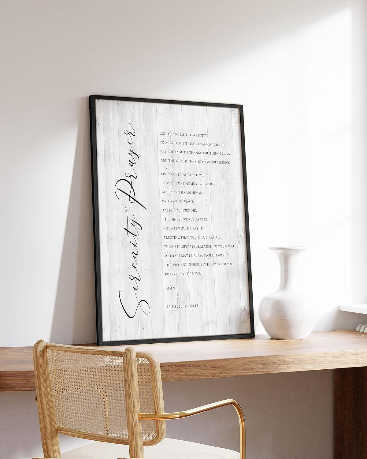 imageHAUS AND HUES Bible Verse Wall Art  Christian Motivational Posters The Lords Prayer Wall Decor Bible Verse Wall Art Bible Quotes Frameable Our Father Prayer Wall Decor Beige Frame 16x20Serenity Prayer