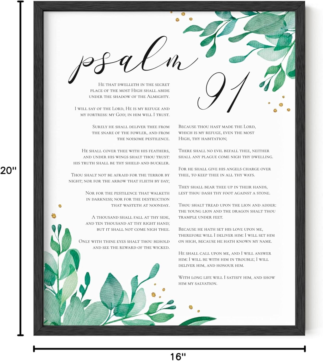 imageHAUS AND HUES Bible Verse Wall Art  Christian Motivational Posters The Lords Prayer Wall Decor Bible Verse Wall Art Bible Quotes Frameable Our Father Prayer Wall Decor Black Frame 12x16Psalm 91