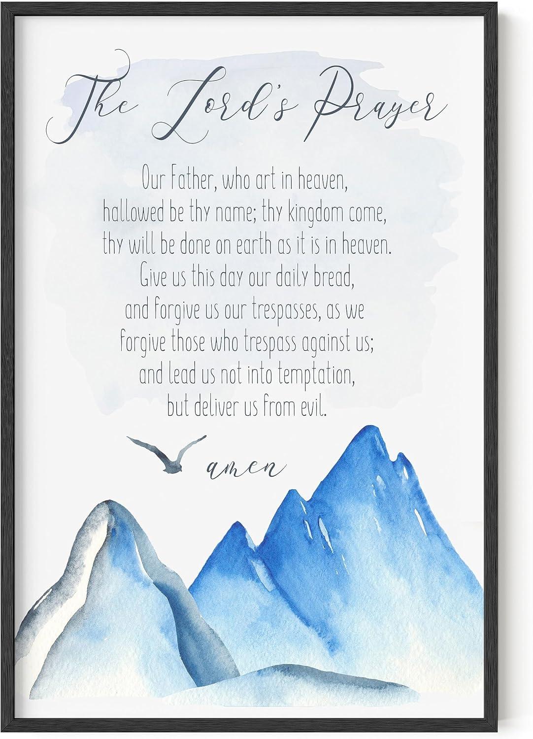 imageHAUS AND HUES Bible Verse Wall Art  Christian Motivational Posters The Lords Prayer Wall Decor Bible Verse Wall Art Bible Quotes Frameable Our Father Prayer Wall Decor Beige Frame 16x20The Lords Prayer