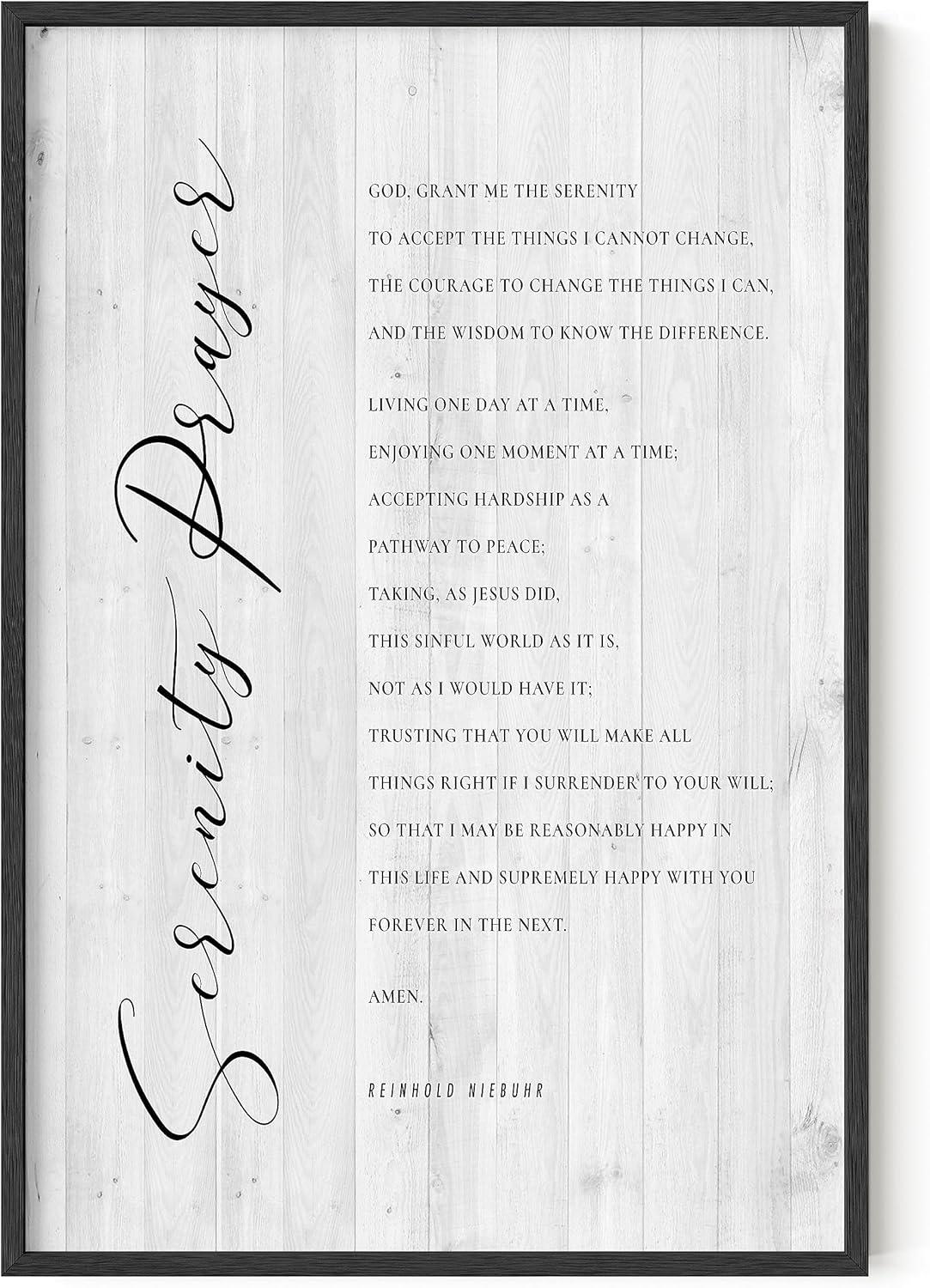 imageHAUS AND HUES Bible Verse Wall Art  Christian Motivational Posters The Lords Prayer Wall Decor Bible Verse Wall Art Bible Quotes Frameable Our Father Prayer Wall Decor Beige Frame 16x20Serenity Prayer