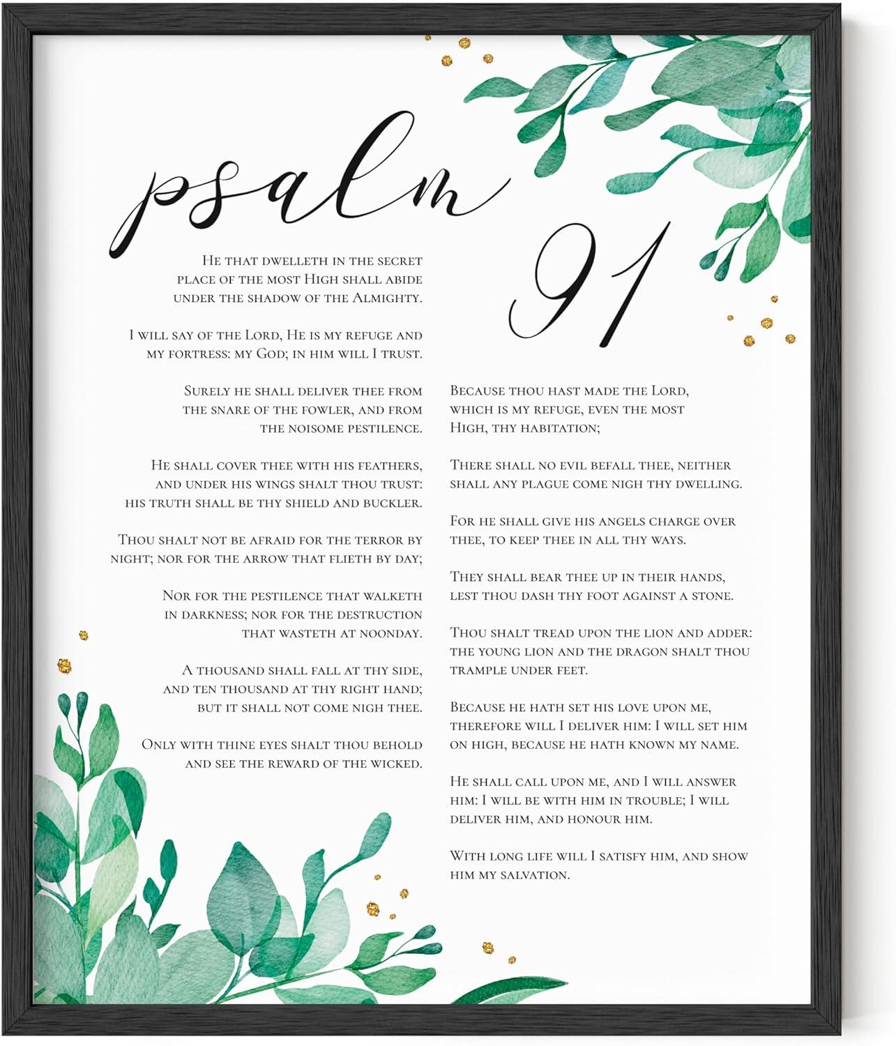 imageHAUS AND HUES Bible Verse Wall Art  Christian Motivational Posters The Lords Prayer Wall Decor Bible Verse Wall Art Bible Quotes Frameable Our Father Prayer Wall Decor Black Frame 12x16Psalm 91