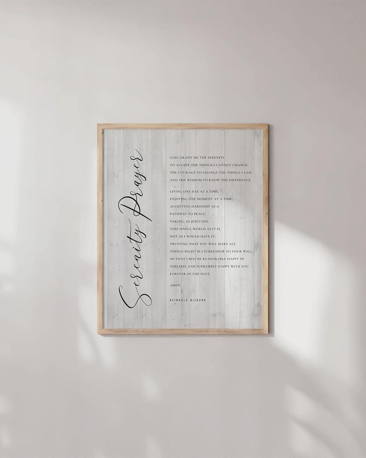 imageHAUS AND HUES Bible Verse Wall Art  Christian Motivational Posters The Lords Prayer Wall Decor Bible Verse Wall Art Bible Quotes Frameable Our Father Prayer Wall Decor Beige Frame 16x20Serenity Prayer