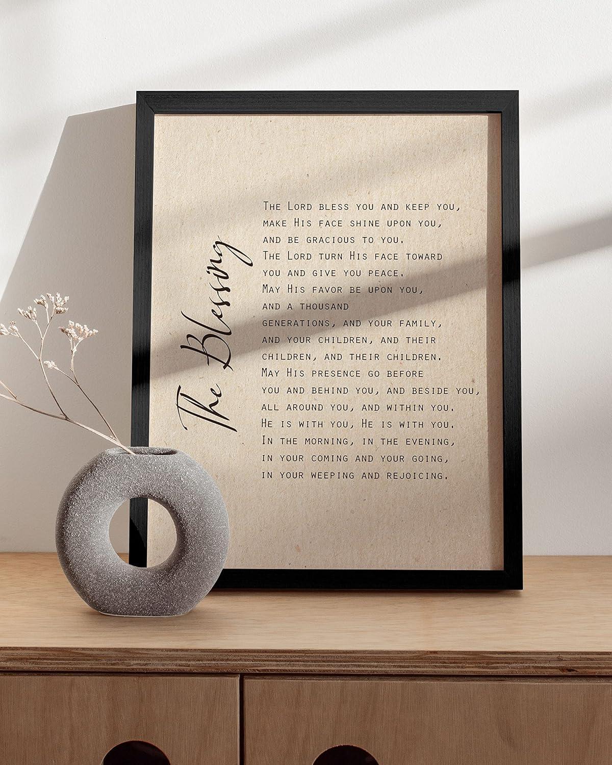 imageHAUS AND HUES Bible Verse Wall Art  Christian Motivational Posters The Lords Prayer Wall Decor Bible Verse Wall Art Bible Quotes Frameable Our Father Prayer Wall Decor Beige Frame 16x20The Blessing