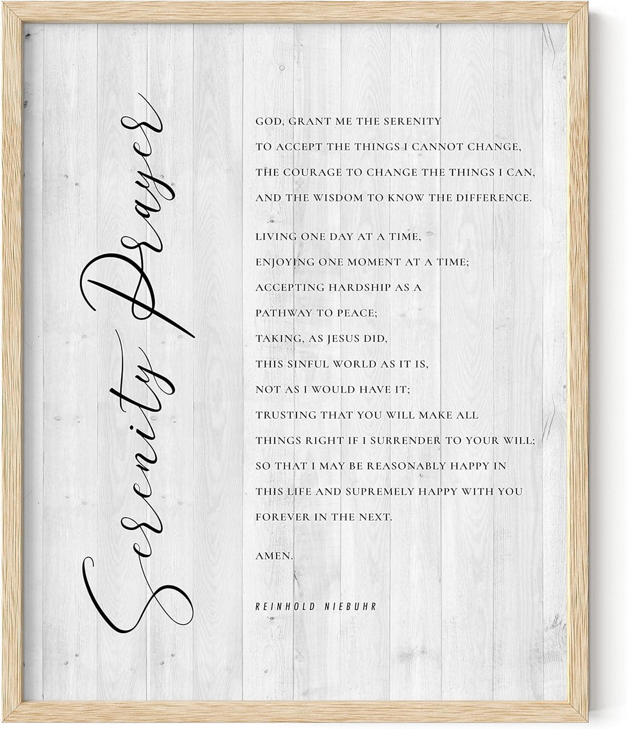 imageHAUS AND HUES Bible Verse Wall Art  Christian Motivational Posters The Lords Prayer Wall Decor Bible Verse Wall Art Bible Quotes Frameable Our Father Prayer Wall Decor Beige Frame 16x20Serenity Prayer