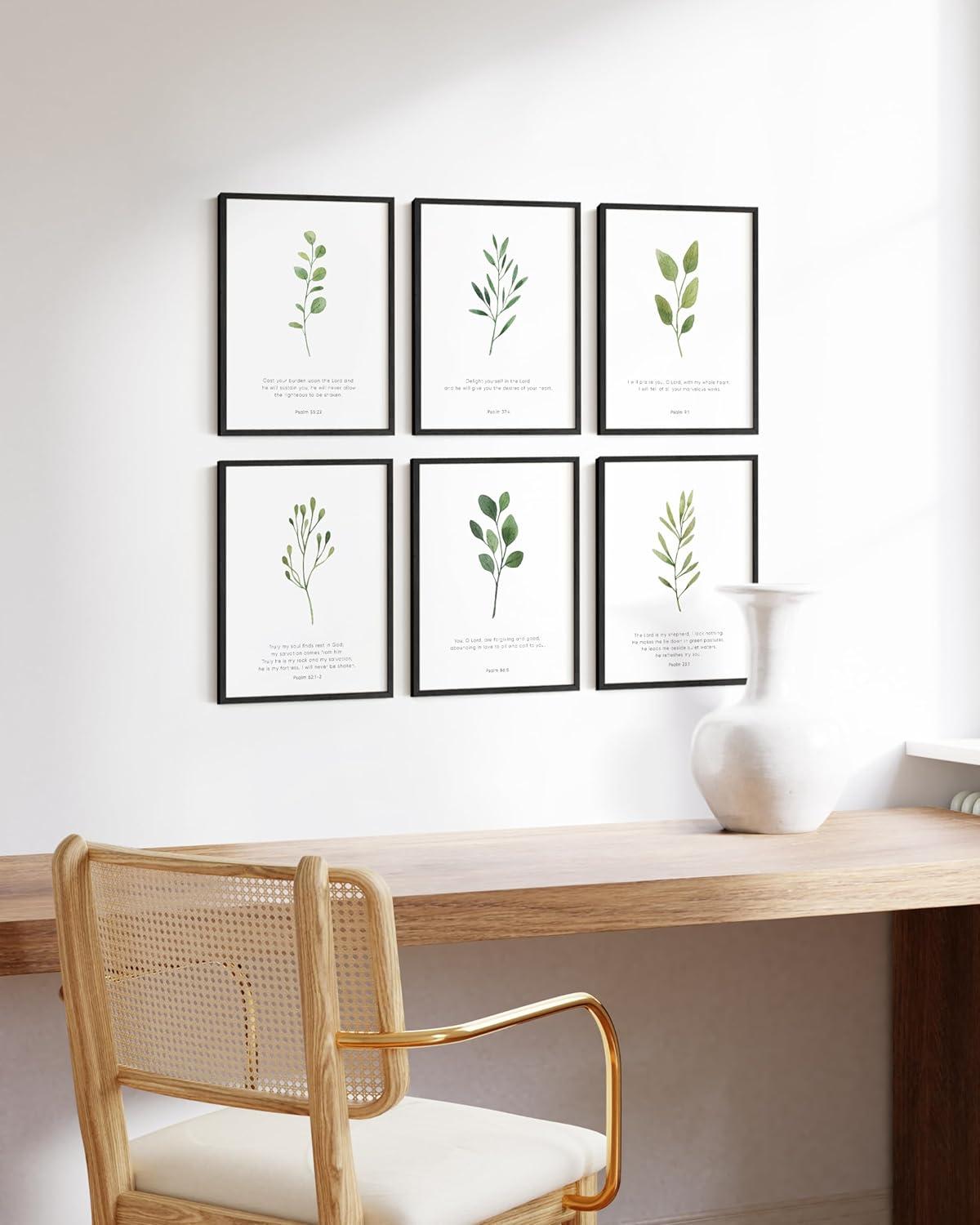 imageHAUS AND HUES Bible Verses Wall Decor  Set of 6 Christian Scripture Art Prints Inspirational Bible Verses Wall Decor Psalms Wall Art Black Frame 11x14Unframed