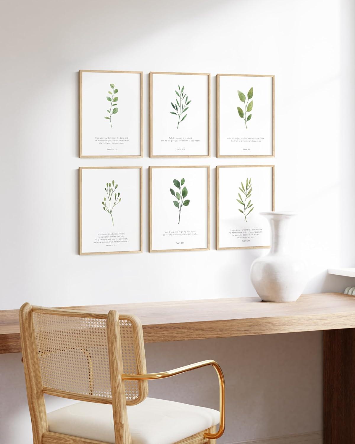 imageHAUS AND HUES Bible Verses Wall Decor  Set of 6 Christian Scripture Art Prints Inspirational Bible Verses Wall Decor Psalms Wall Art Black Frame 11x14Beige Framed