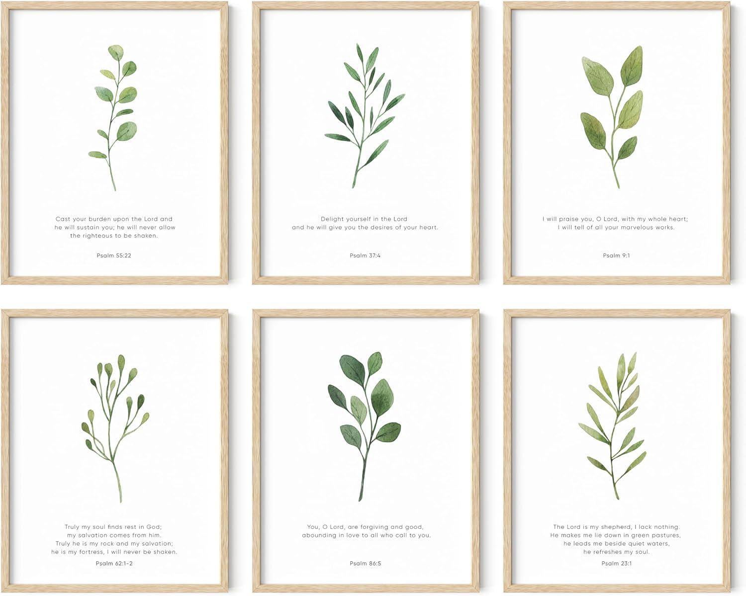 imageHAUS AND HUES Bible Verses Wall Decor  Set of 6 Christian Scripture Art Prints Inspirational Bible Verses Wall Decor Psalms Wall Art Black Frame 11x14Unframed