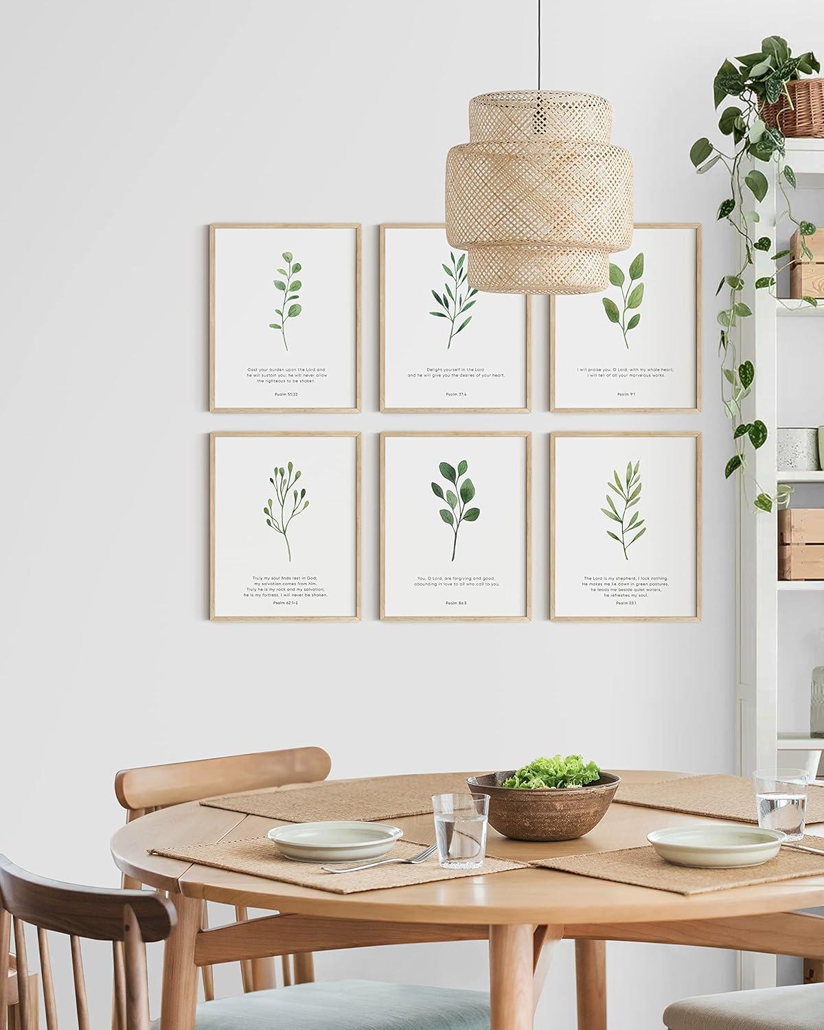 imageHAUS AND HUES Bible Verses Wall Decor  Set of 6 Christian Scripture Art Prints Inspirational Bible Verses Wall Decor Psalms Wall Art Black Frame 11x14Beige Framed