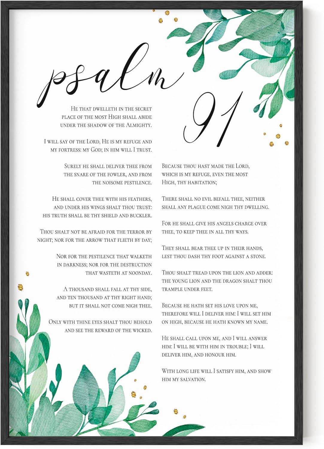 imageHAUS AND HUES Books of The Bible Poster  Bible Verses Wall Decor Scripture Wall Art Bible Gifts Poster Christian Wall Print Framed Beige 24quotx36quotPsalm 91