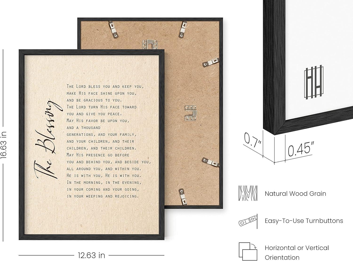imageHAUS AND HUES Books of The Bible Posters for Classroom  Christian Wall Decor Bible Verses Wall Decor Frameable Religious Wall Art Christian Gifts Bible Gifts for Women Black Frame 16x20The Blessing
