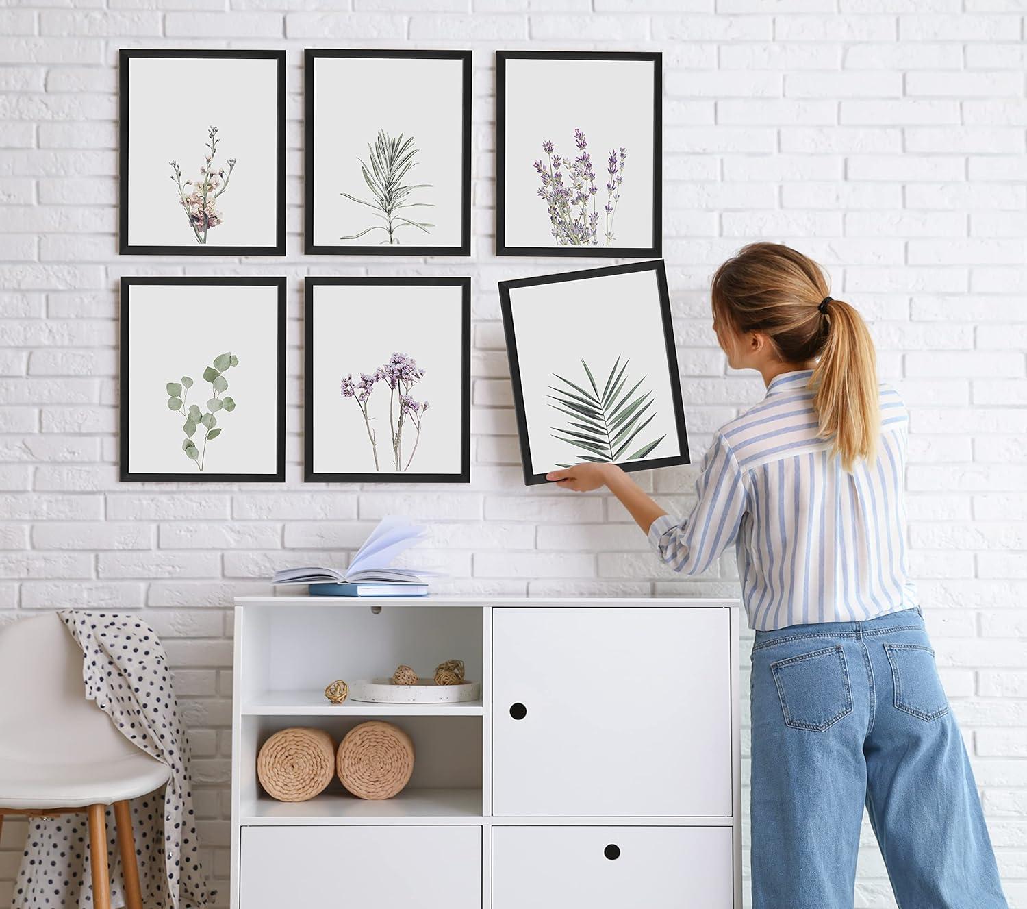 imageHAUS AND HUES Leaf Prints  Set of 6 Botanical Art Prints Eucalyptus Leaves Wall Decor Plant ampamp Botanical Wall Art Beige Frame 16x20Lavender