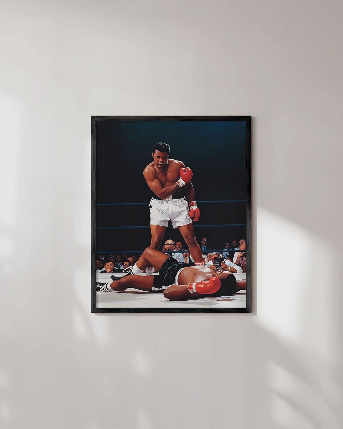 imageHAUS AND HUES Muhammad Ali Posters  Muhammad Ali Canvas Wall Art in Ring Boxing Prints Sports and Gym Artwork Black History Pictures for Wall Sport Posters for Man Cave Black Frame 12x16Ali Ring