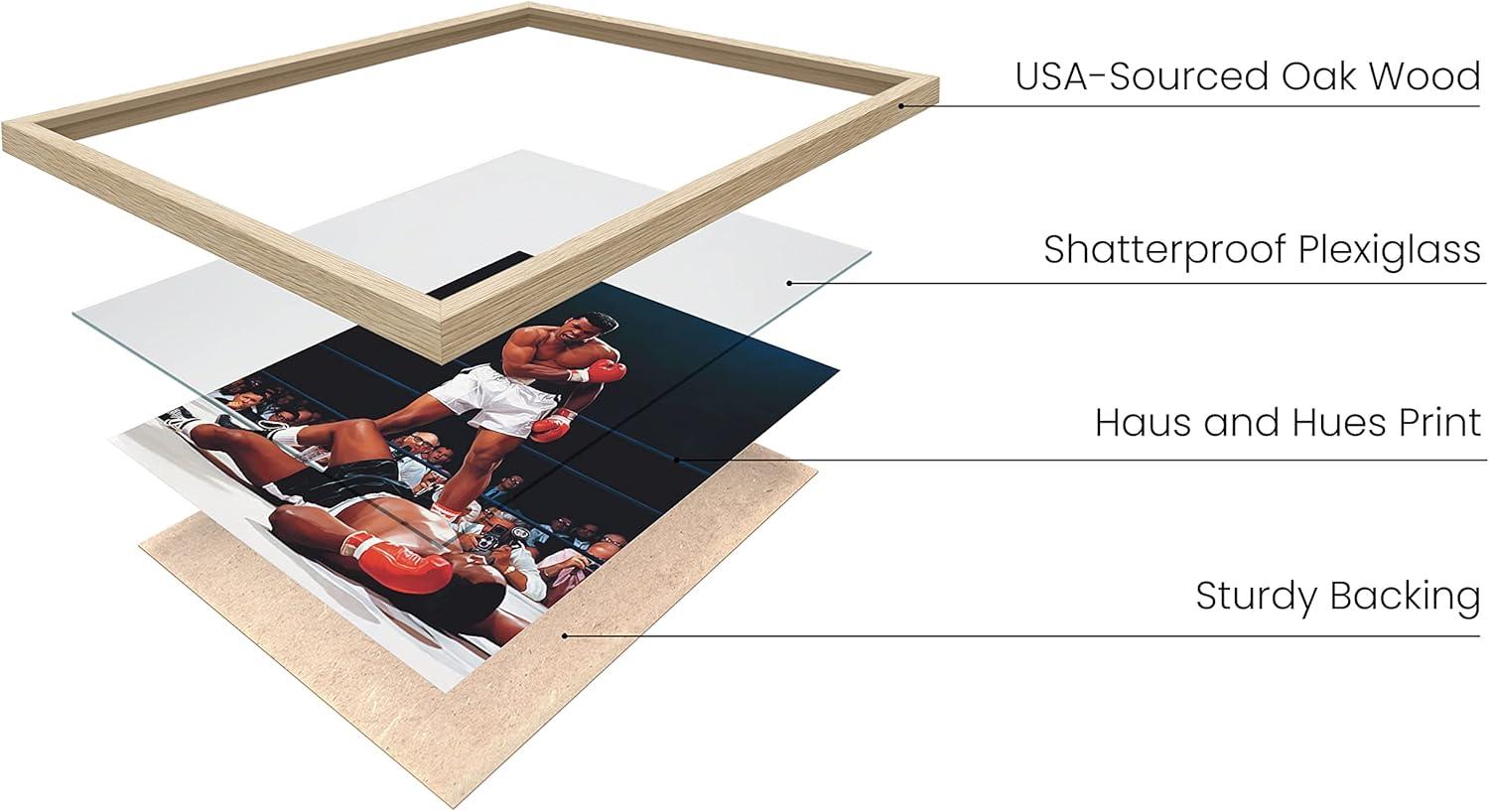 imageHAUS AND HUES Muhammad Ali Posters  Muhammad Ali Canvas Wall Art in Ring Boxing Prints Sports and Gym Artwork Black History Pictures for Wall Sport Posters for Man Cave Black Frame 12x16Ali Ring