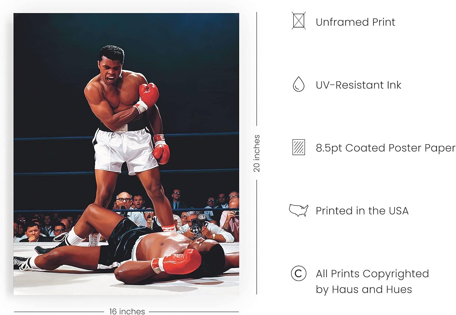 imageHAUS AND HUES Muhammad Ali Posters  Muhammad Ali Canvas Wall Art in Ring Boxing Prints Sports and Gym Artwork Black History Pictures for Wall Sport Posters for Man Cave Beige Framed 16x20Ali Ring