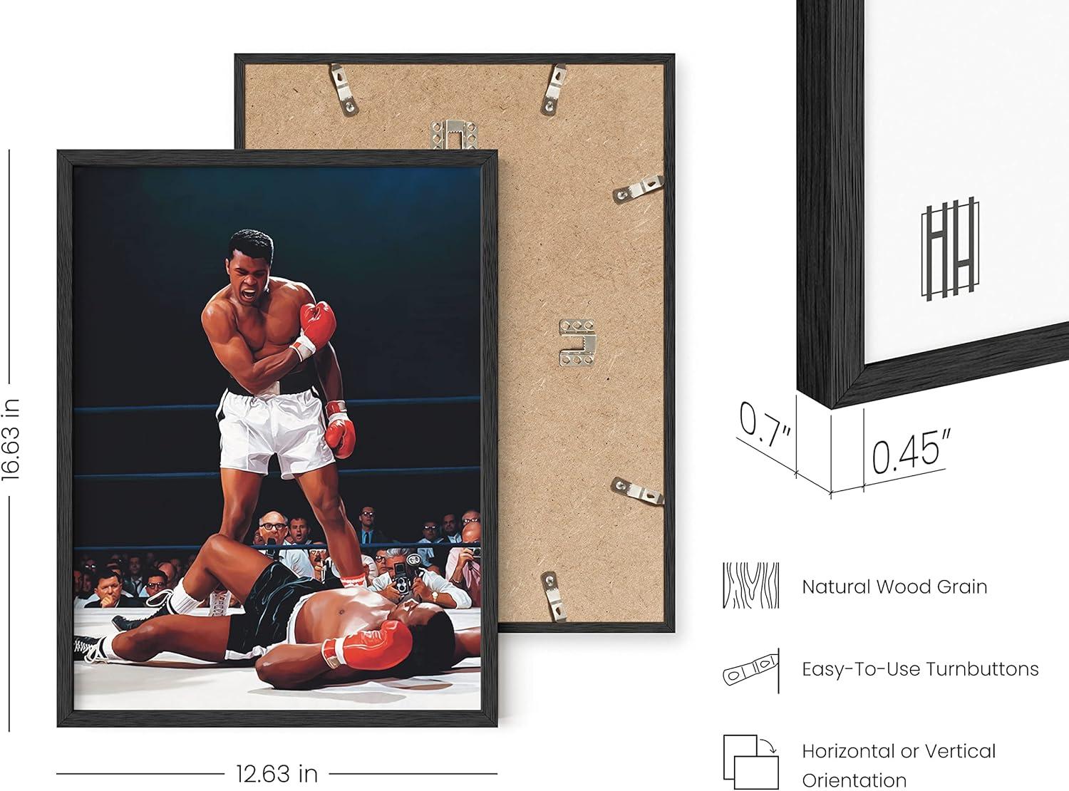 imageHAUS AND HUES Muhammad Ali Posters  Muhammad Ali Canvas Wall Art in Ring Boxing Prints Sports and Gym Artwork Black History Pictures for Wall Sport Posters for Man Cave Black Frame 12x16Ali Ring