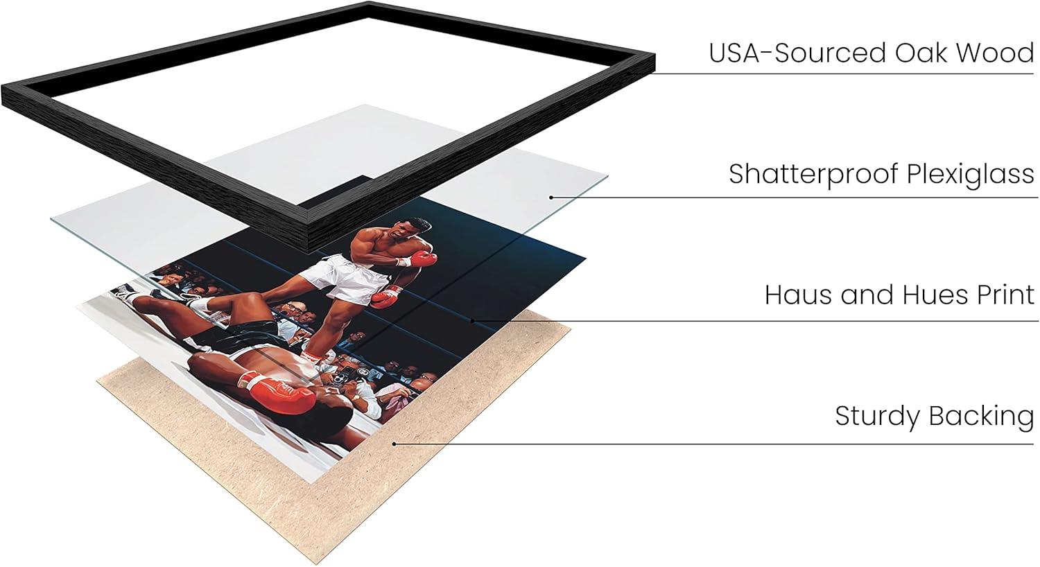 imageHAUS AND HUES Muhammad Ali Posters  Muhammad Ali Canvas Wall Art in Ring Boxing Prints Sports and Gym Artwork Black History Pictures for Wall Sport Posters for Man Cave Beige Framed 16x20Ali Ring