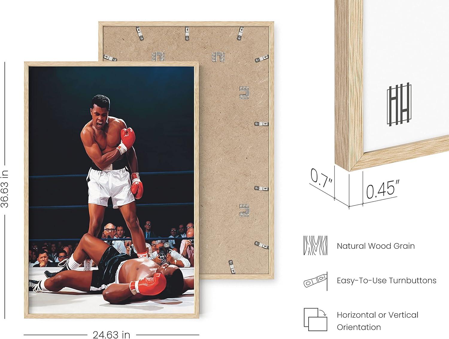 imageHAUS AND HUES Muhammad Ali Posters  Muhammad Ali Canvas Wall Art in Ring Boxing Prints Sports and Gym Artwork Black History Pictures for Wall Sport Posters for Man Cave Black Frame 12x16Ali Ring
