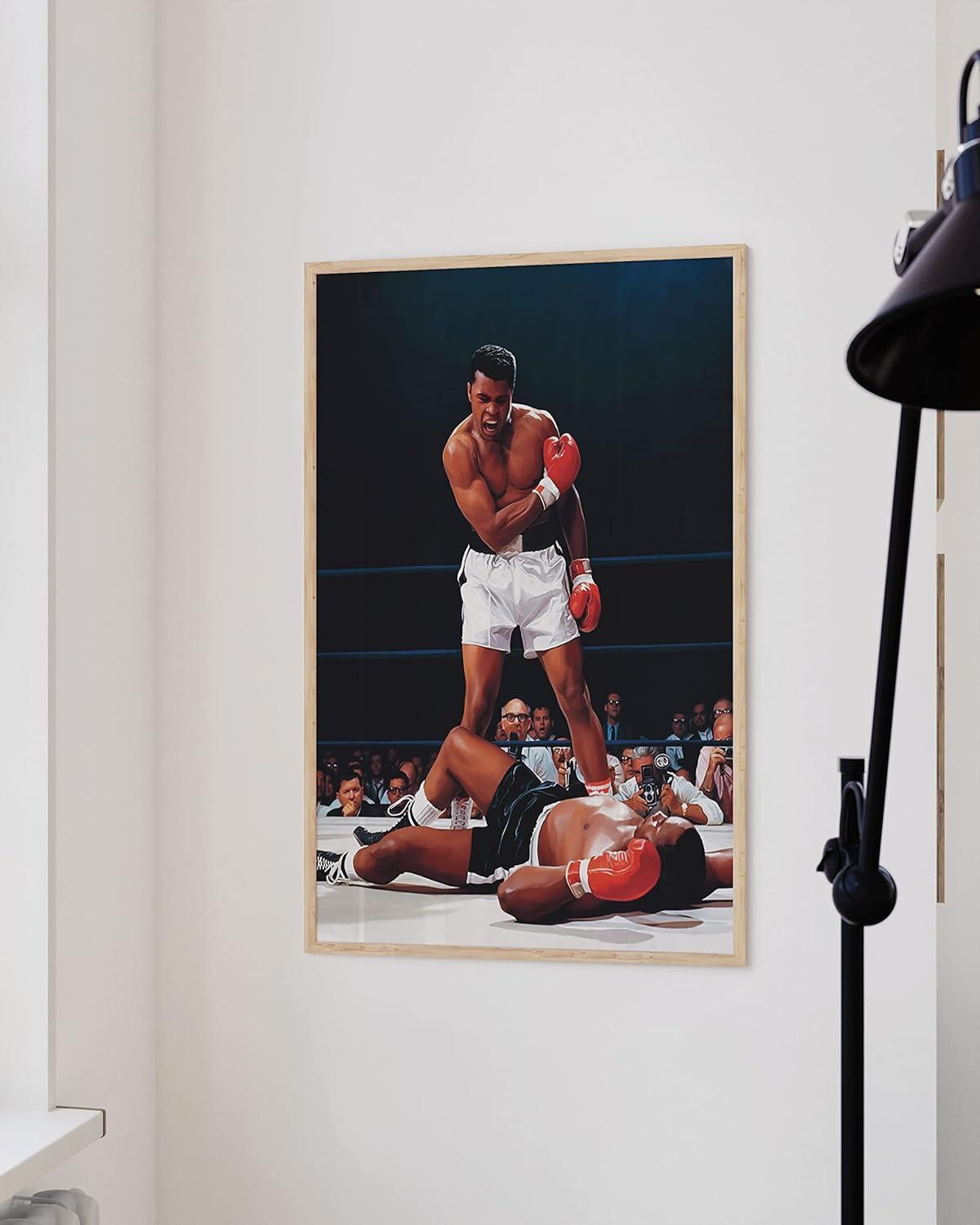 imageHAUS AND HUES Muhammad Ali Posters  Muhammad Ali Canvas Wall Art in Ring Boxing Prints Sports and Gym Artwork Black History Pictures for Wall Sport Posters for Man Cave Black Frame 12x16Ali Ring