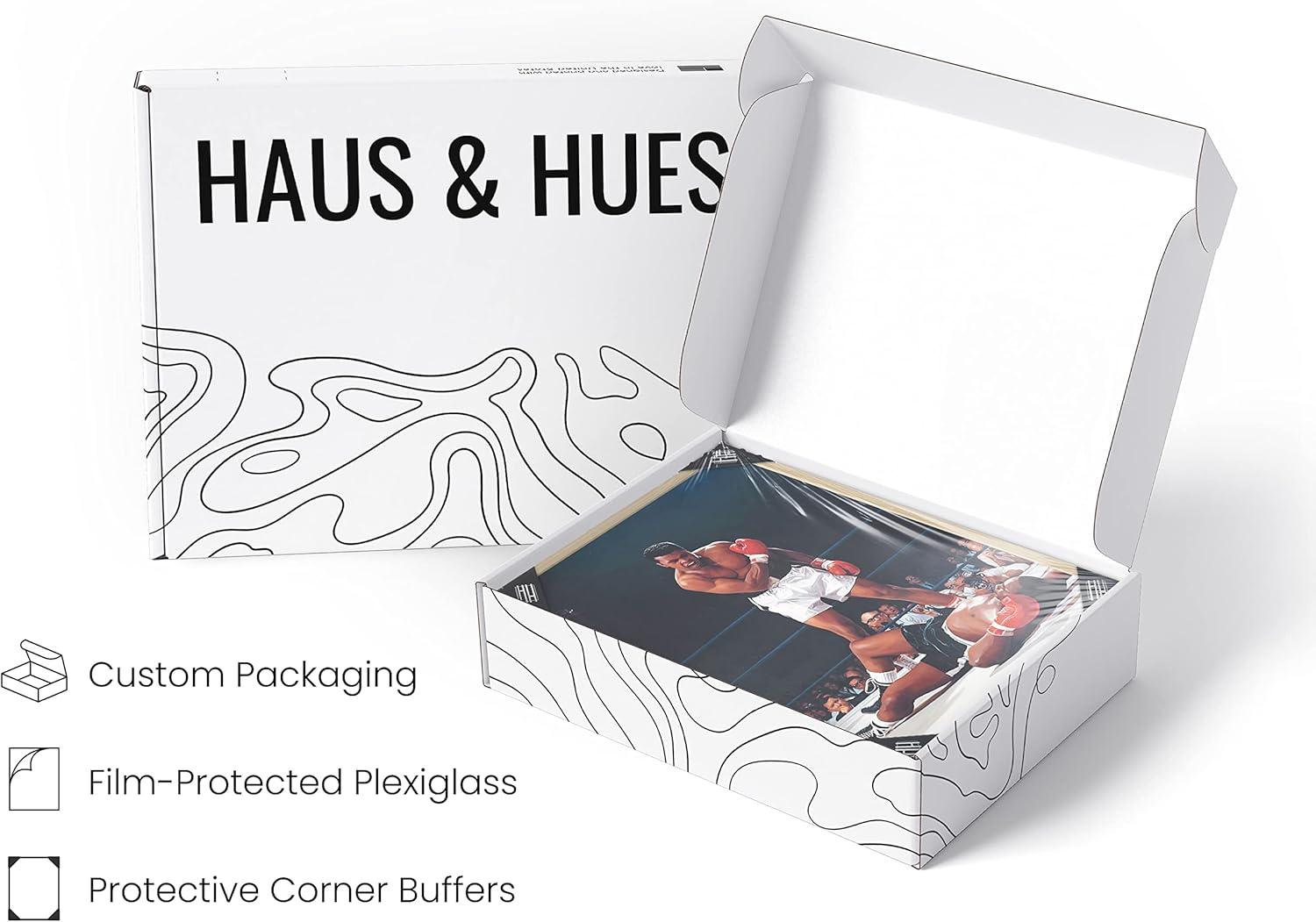 imageHAUS AND HUES Muhammad Ali Posters  Muhammad Ali Canvas Wall Art in Ring Boxing Prints Sports and Gym Artwork Black History Pictures for Wall Sport Posters for Man Cave Beige Framed 16x20Ali Ring