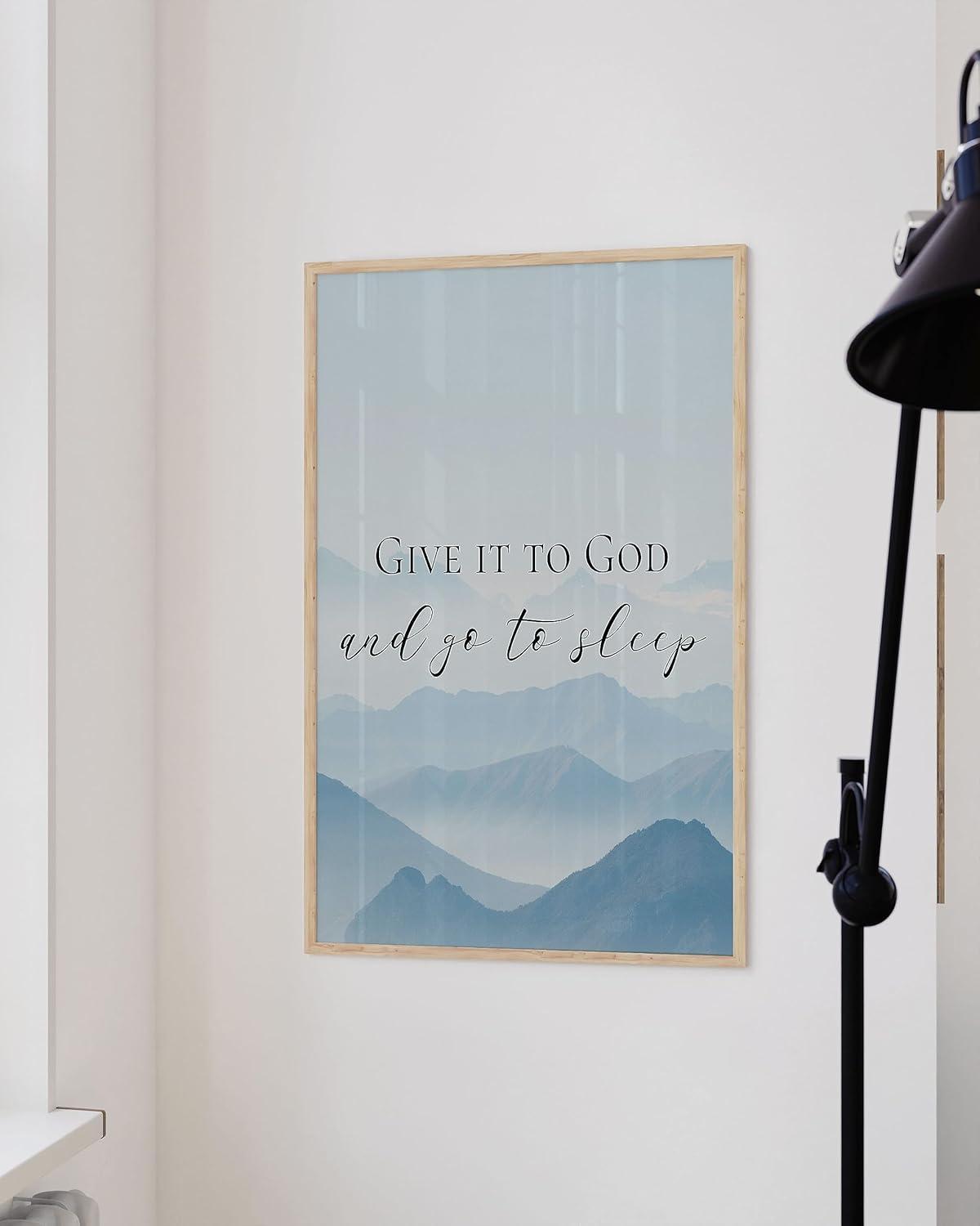 imageHAUS AND HUES Religious Wall Quotes Art Print  Christian Wall Art Posters Give It to God and Go to Sleep Sign Inspirational Quotes Wall Art for Office Scripture Wall Art Prints Unframed 16x20Give It to God