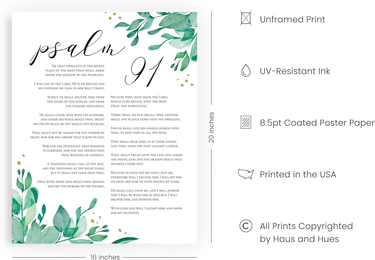 imageHAUS AND HUES Religious Wall Quotes Art Print  Christian Wall Art Posters Give It to God and Go to Sleep Sign Inspirational Quotes Wall Art for Office Scripture Wall Art Prints Unframed 16x20Psalm 91