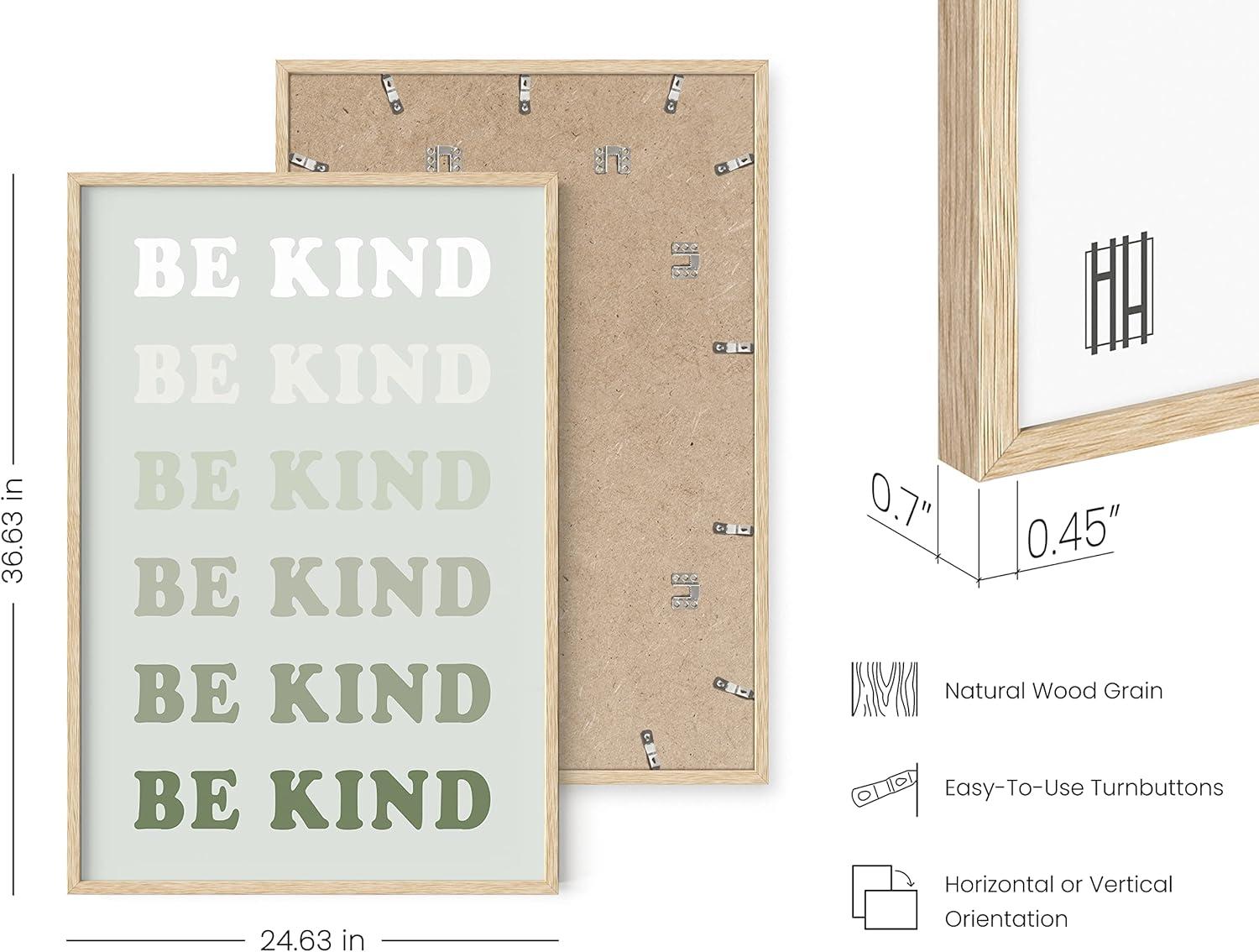 imageHAUS AND HUES Sage Green Wall Decor Aesthetic Green Posters for Bedroom Dark Green Room Art Dorm Wall Decor Beige Framed 24quot x 36quotBe Kind