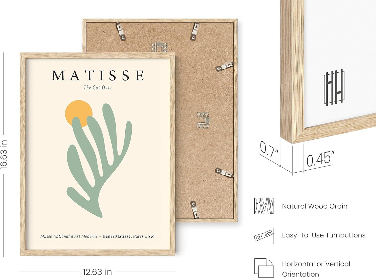 imageHAUS AND HUES Sage Green Wall Decor Aesthetic Green Posters for Bedroom Dark Green Room Art Dorm Wall Decor Beige Framed 24quot x 36quotGreen Matisse Leaf