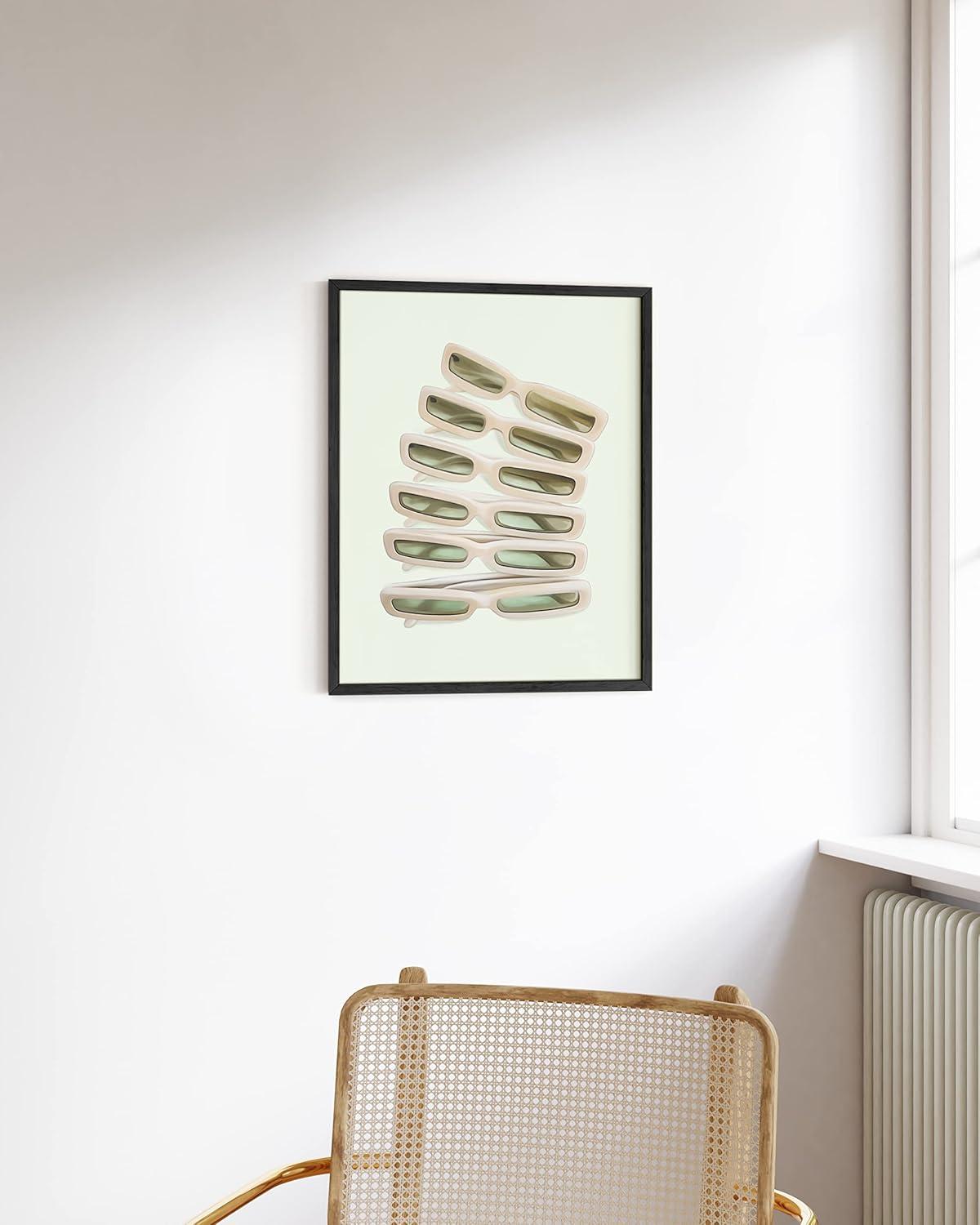 imageHAUS AND HUES Sage Green Wall Decor Aesthetic Green Posters for Bedroom Dark Green Room Art Dorm Wall Decor Beige Framed 24quot x 36quotGreen Sunglasses