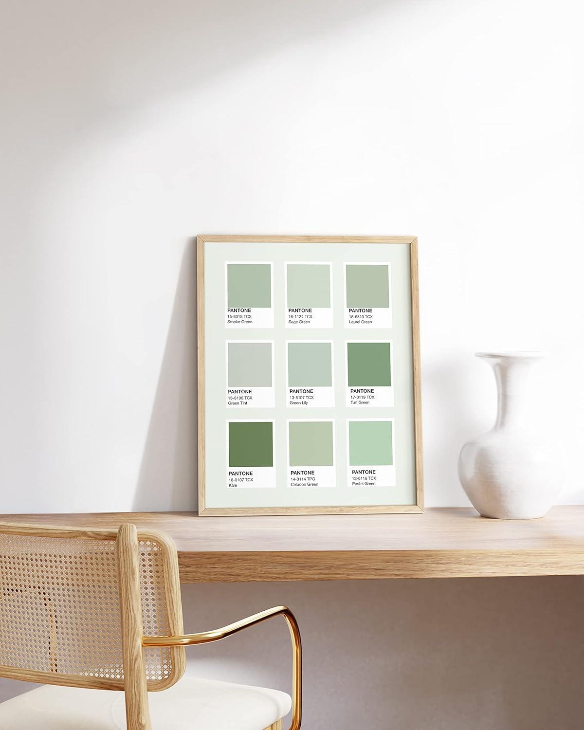 imageHAUS AND HUES Sage Green Wall Decor Aesthetic Green Posters for Bedroom Dark Green Room Art Dorm Wall Decor Beige Framed 24quot x 36quotPantone Shades Green
