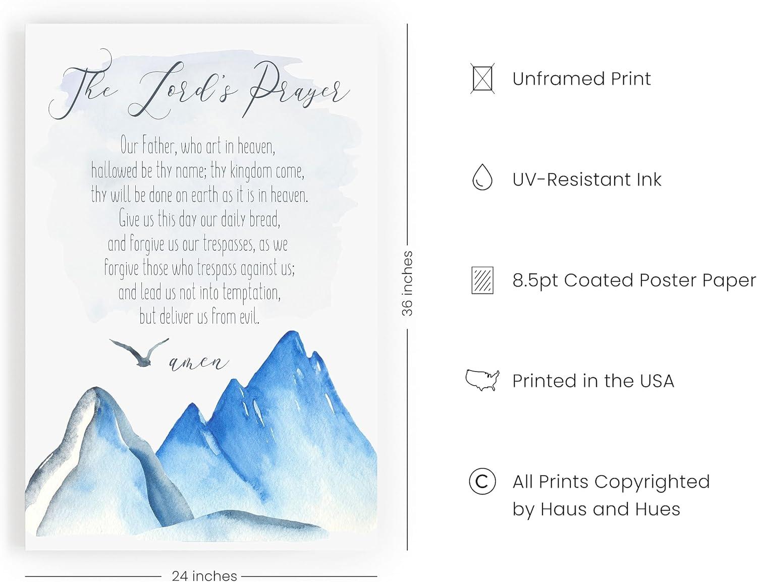 imageHAUS AND HUES Serenity Prayer Artwork  God Grant Me The Serenity Wall Decor Bible Verse Art Religious Gifts for Women Unframed 16x20The Lords Prayer