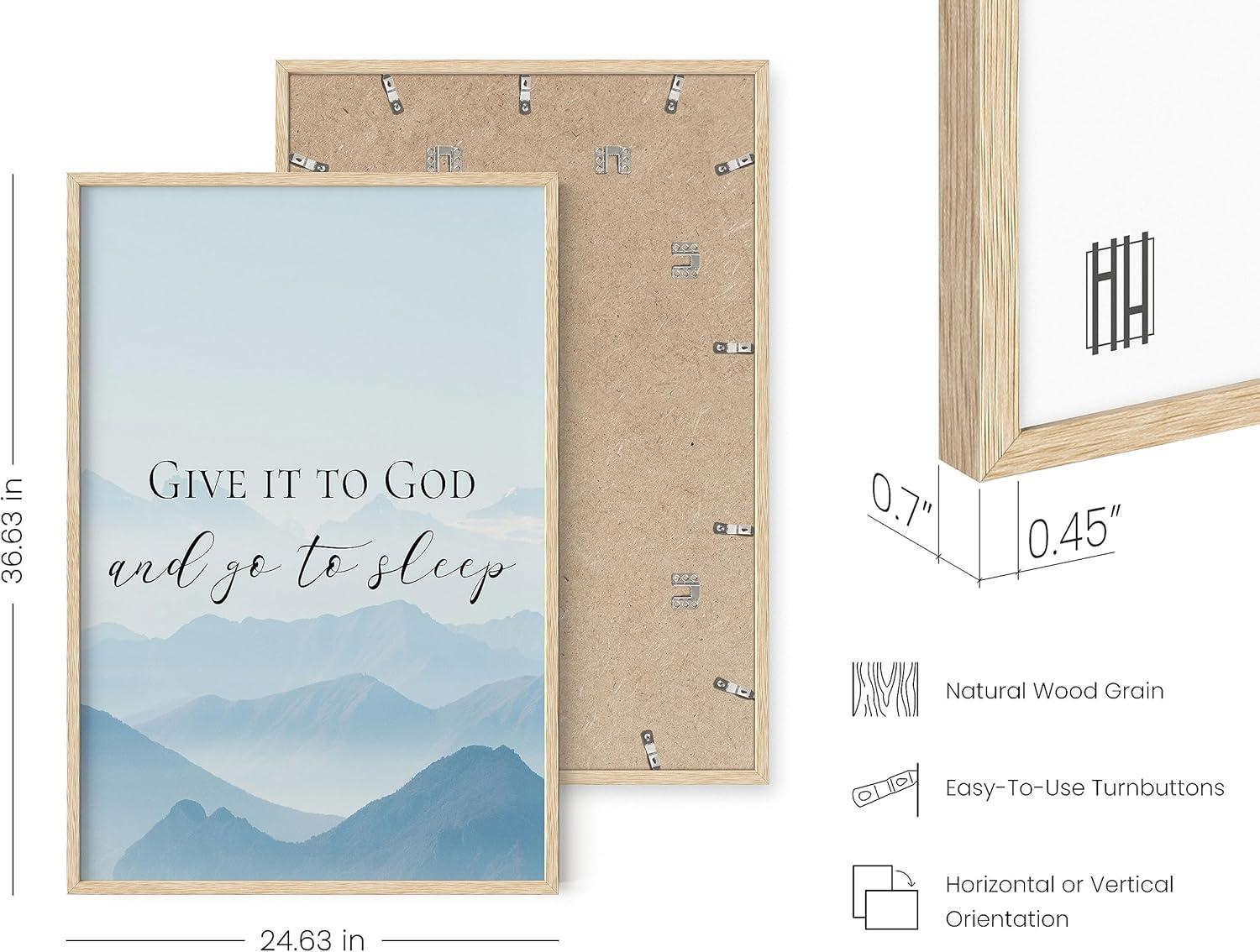 imageHAUS AND HUES The Cross of Jesus Christ Wall Poster  Religious Print for Kids Spiritual Pictures Christian Painting Biblical Art Framed Black 24quotx36quotGive It to God