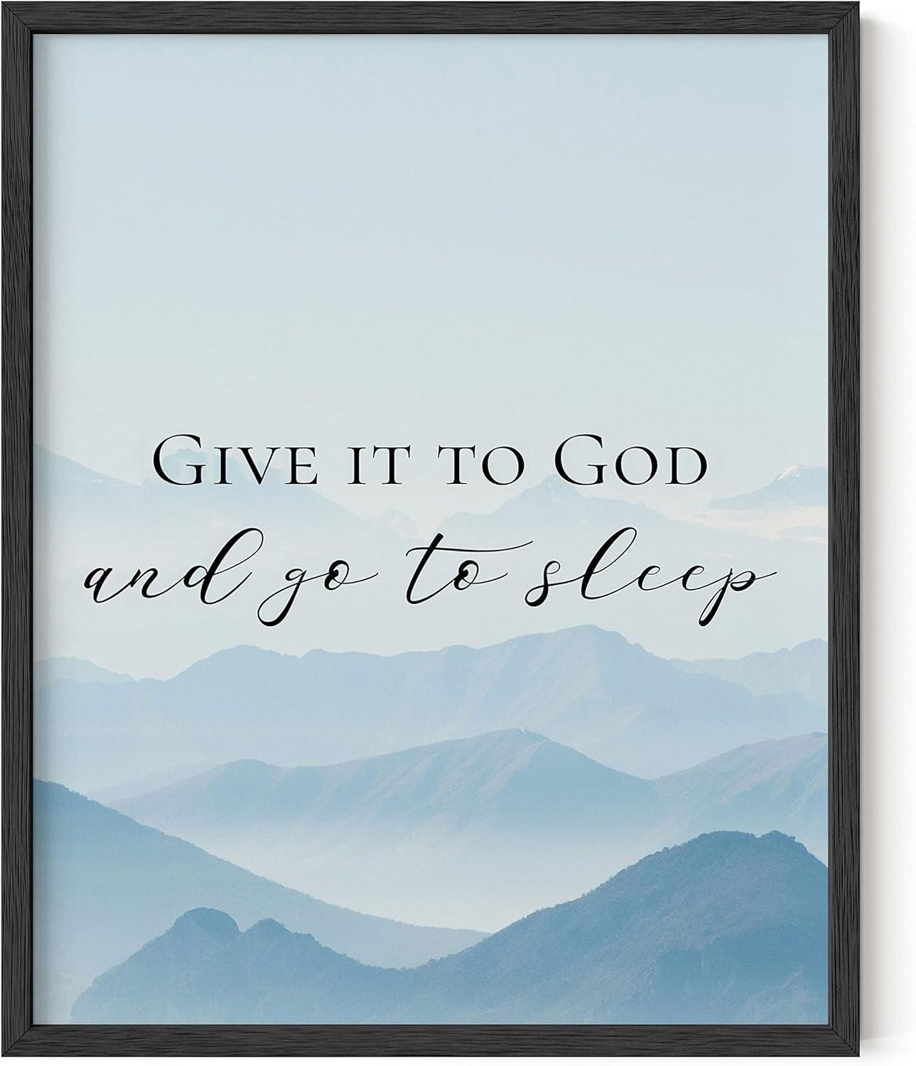 imageHAUS AND HUES The Cross of Jesus Christ Wall Poster  Religious Print for Kids Spiritual Pictures Christian Painting Biblical Art Framed Black 24quotx36quotGive It to God