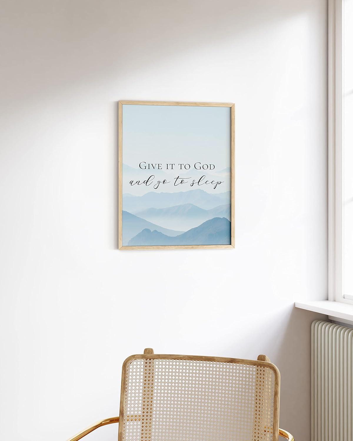 imageHAUS AND HUES The Cross of Jesus Christ Wall Poster  Religious Print for Kids Spiritual Pictures Christian Painting Biblical Art Framed Black 24quotx36quotGive It to God