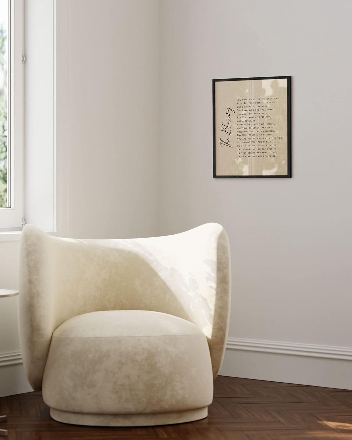 imageHAUS AND HUES The Lords Prayer Artwork  Christians Poster Religious Wall Picture Biblical Kids Prayer Wall Art Classroom Art Print Beige Framed 24quotx36quotThe Blessing