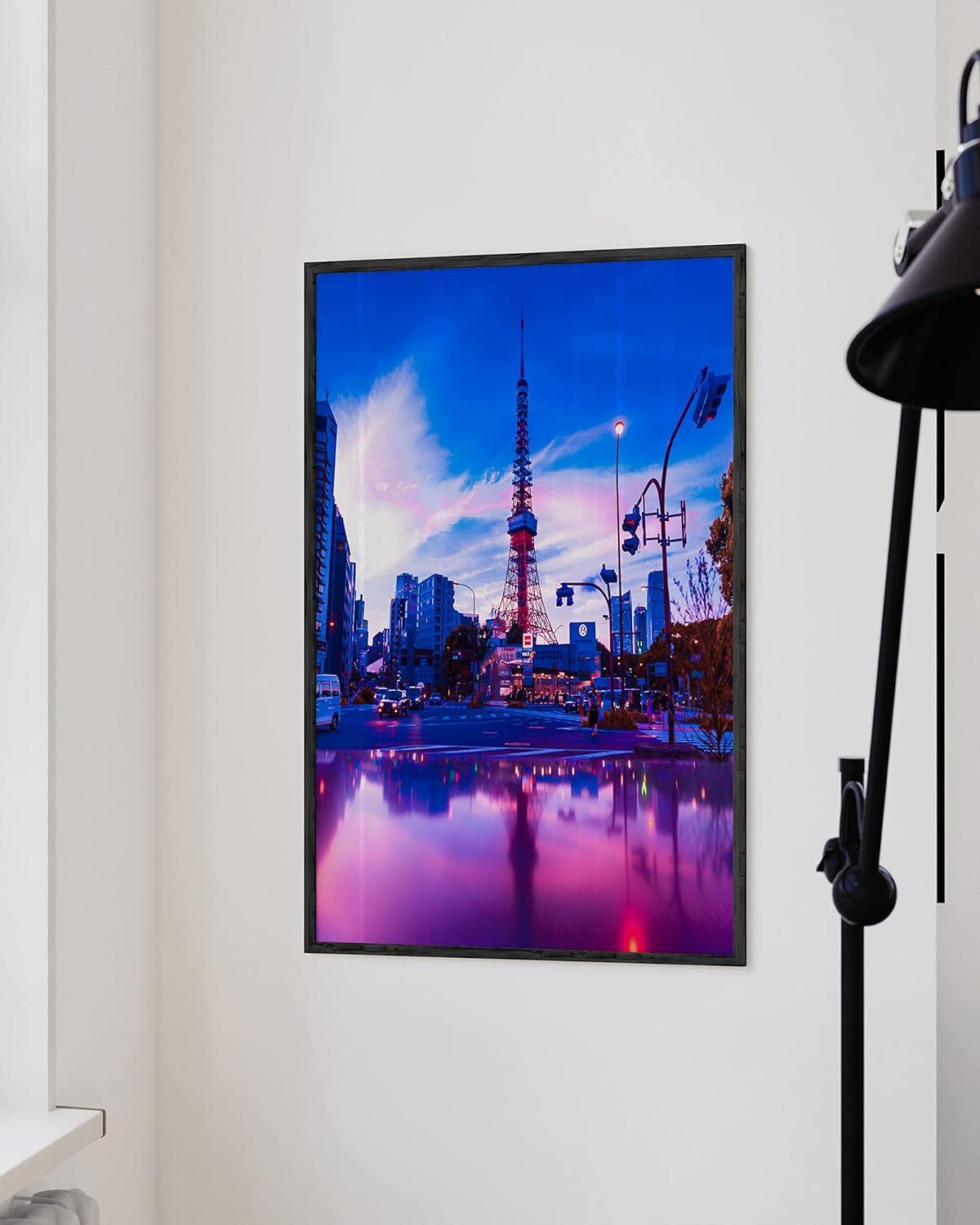 imageRipGrip Tokyo Neon Wall Art Posters  Dorm Room Decorations Cool Posters for Teens Dope Picture Sets Black Frame 12x16Tokyo