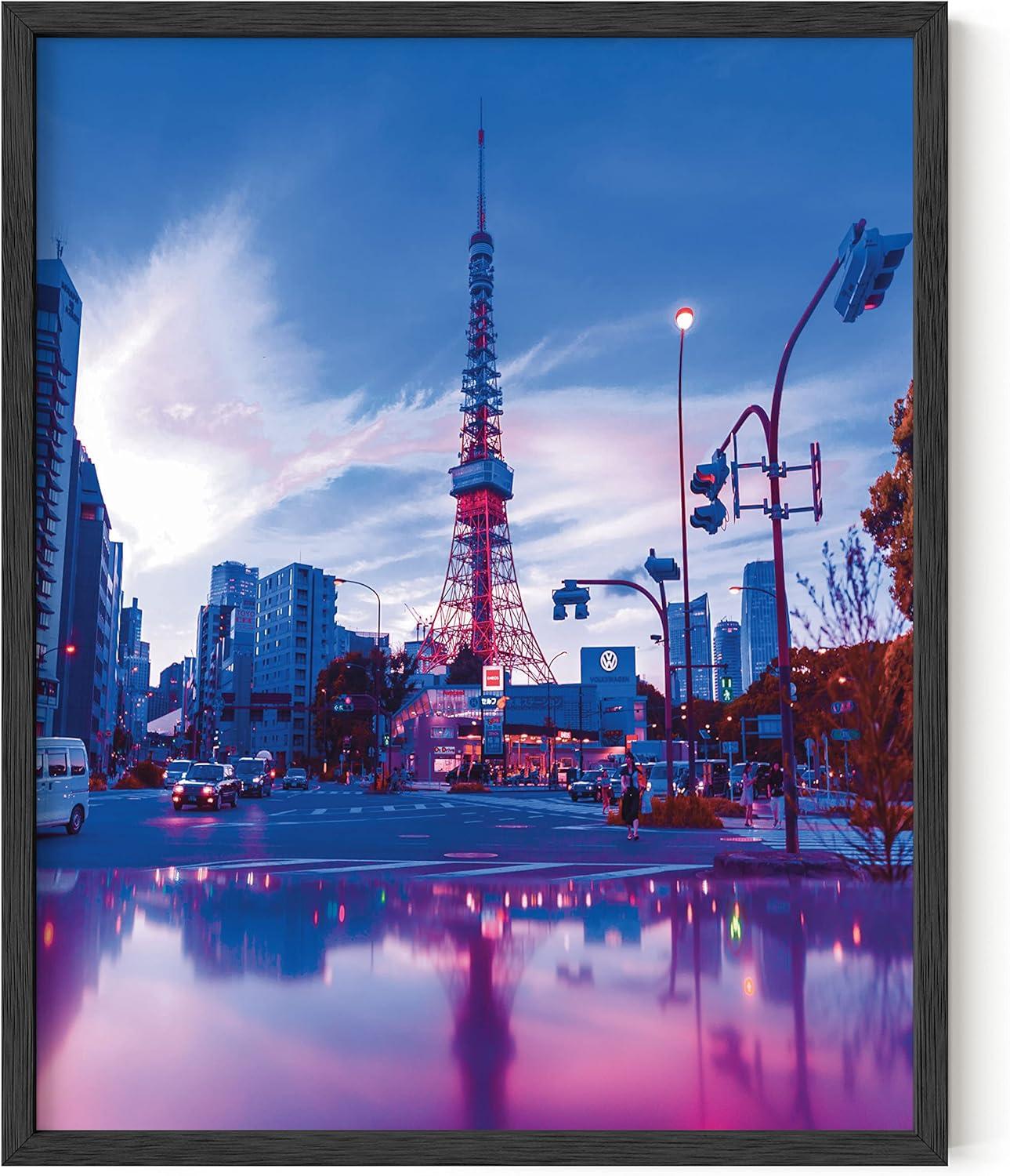 imageRipGrip Tokyo Neon Wall Art Posters  Dorm Room Decorations Cool Posters for Teens Dope Picture Sets Black Frame 12x16Tokyo